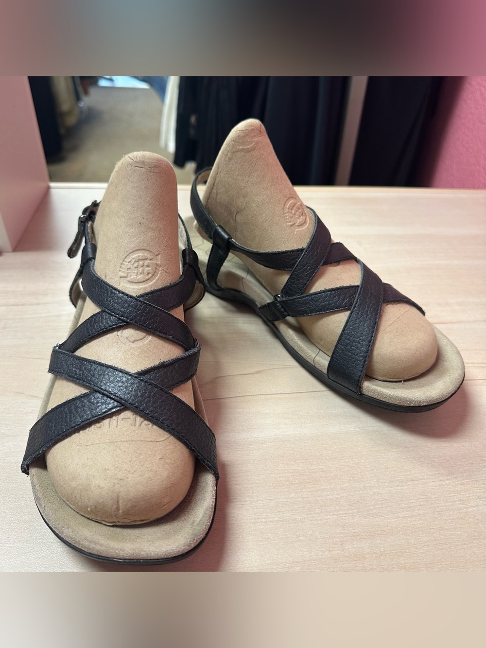 Sanita Women’s Black Leather Strappy Comfort Sandals